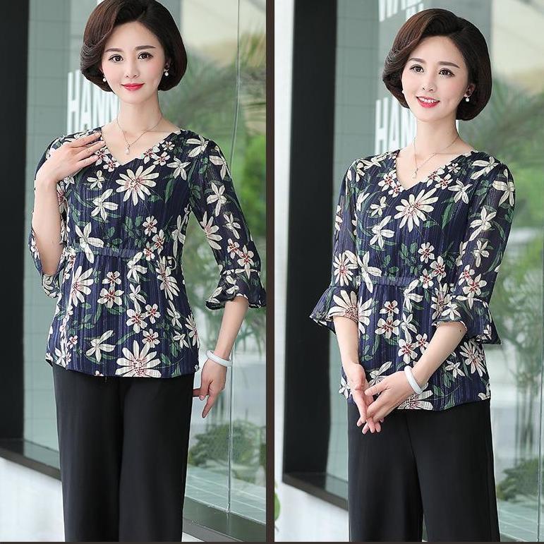 Áo Thun Tay Ngắn Thời Trang Mùa Hè Cho Phụ Nữ Trung Niên