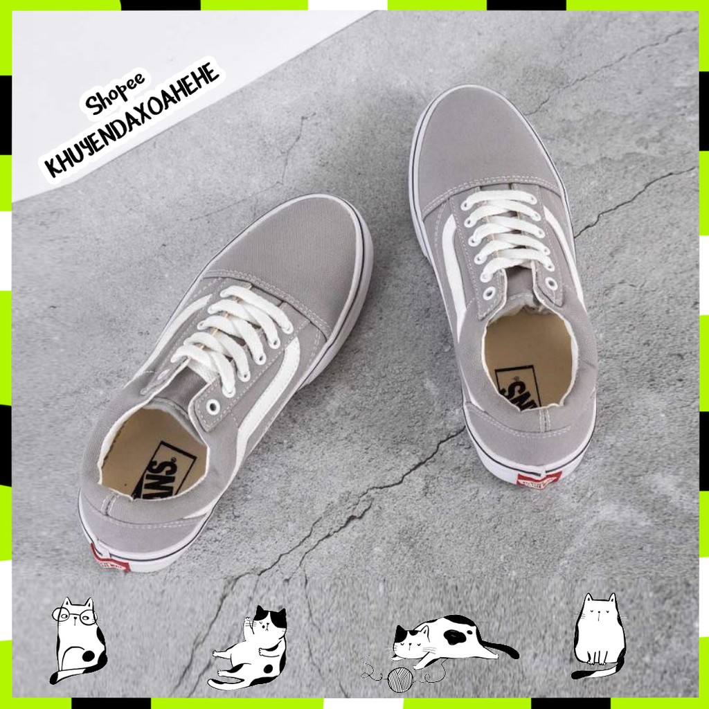 Giày V OLD SKOOL DRIZZLE/TRUE WHITE, giày thể thao nam nữ xám thấp cổ