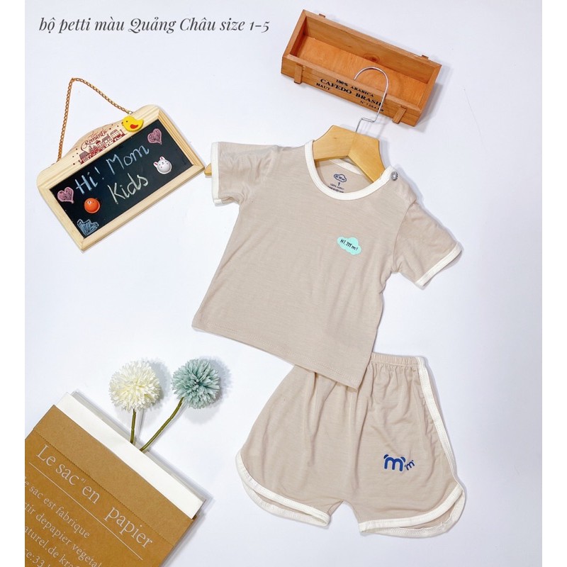 Bộ Cộc Tay Nền Màu 01 chất Pettit Thun Lạnh Cho Bé Hi! Mom Kids