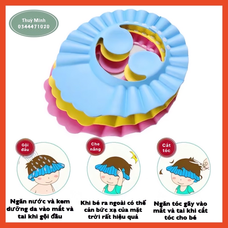 Mũ gội đầu chắn nước vào mắt và tai cho bé