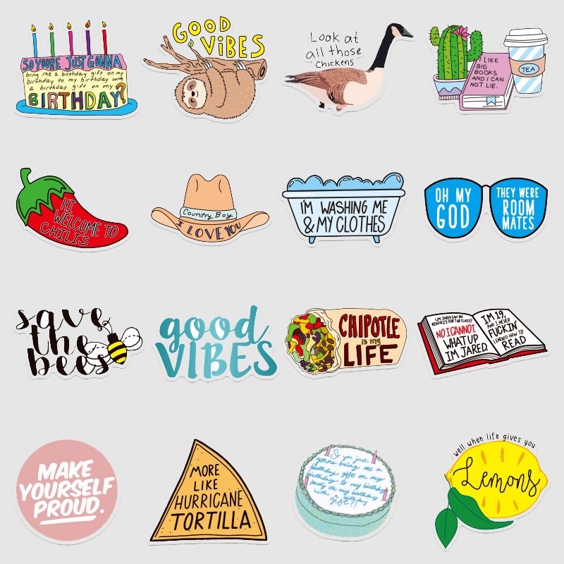 Nhãn dán sticker chống thấm nước phong cách Retro