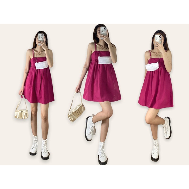 Đầm 2 dây nữ phồng Hàn Quốc năng động xinh đẹp dáng ngắn (Ảnh tự chụp) | BigBuy360 - bigbuy360.vn