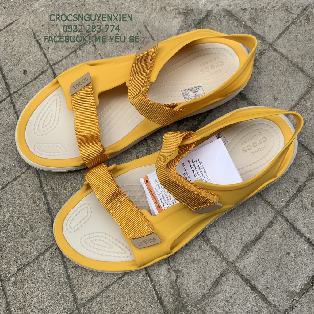 Giày sandal nhựa đi mưa chống hôi chân -Croslite-swiftwater-expedition cho nữ màu vàng