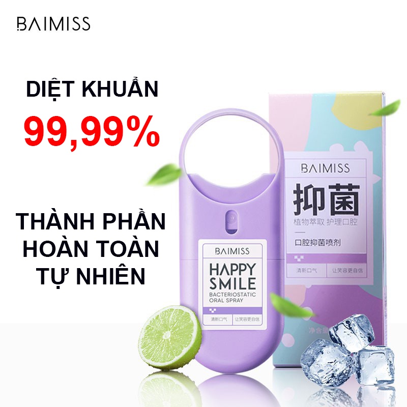 Chai xịt miệng BAIMISS 10ml tươi mát chăm sóc làm sạch hơi thở