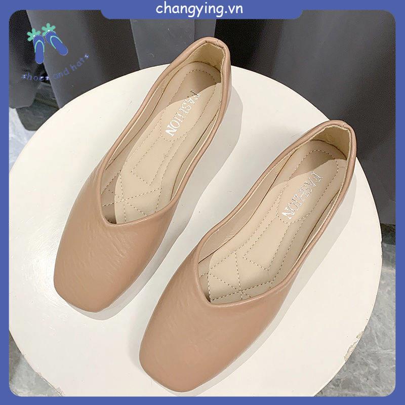 Giày mũi tròn Giày Búp Bê Mũi Vuông Đế Mềm Chống Trượt Thời Trang Xuân Hè