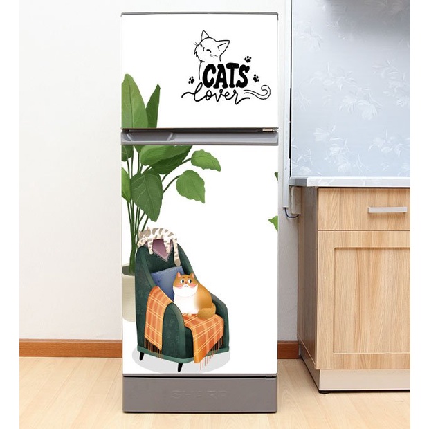 DECAL DÁN TỦ LẠNH MẪU CAT LOVER ĐẸP - BỀN - SANG