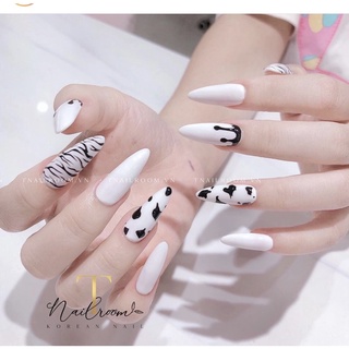 Nails box bò sữa phối hoạ tiết