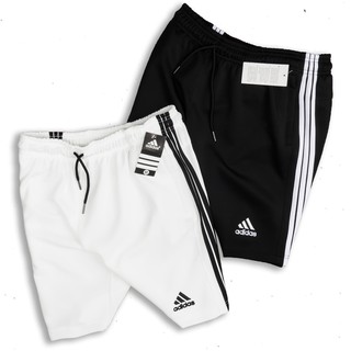 Quần đùi tập gym nam ba sọc logo adidas núi hai màu trắng đen chất liệu thun poly cực đẹp