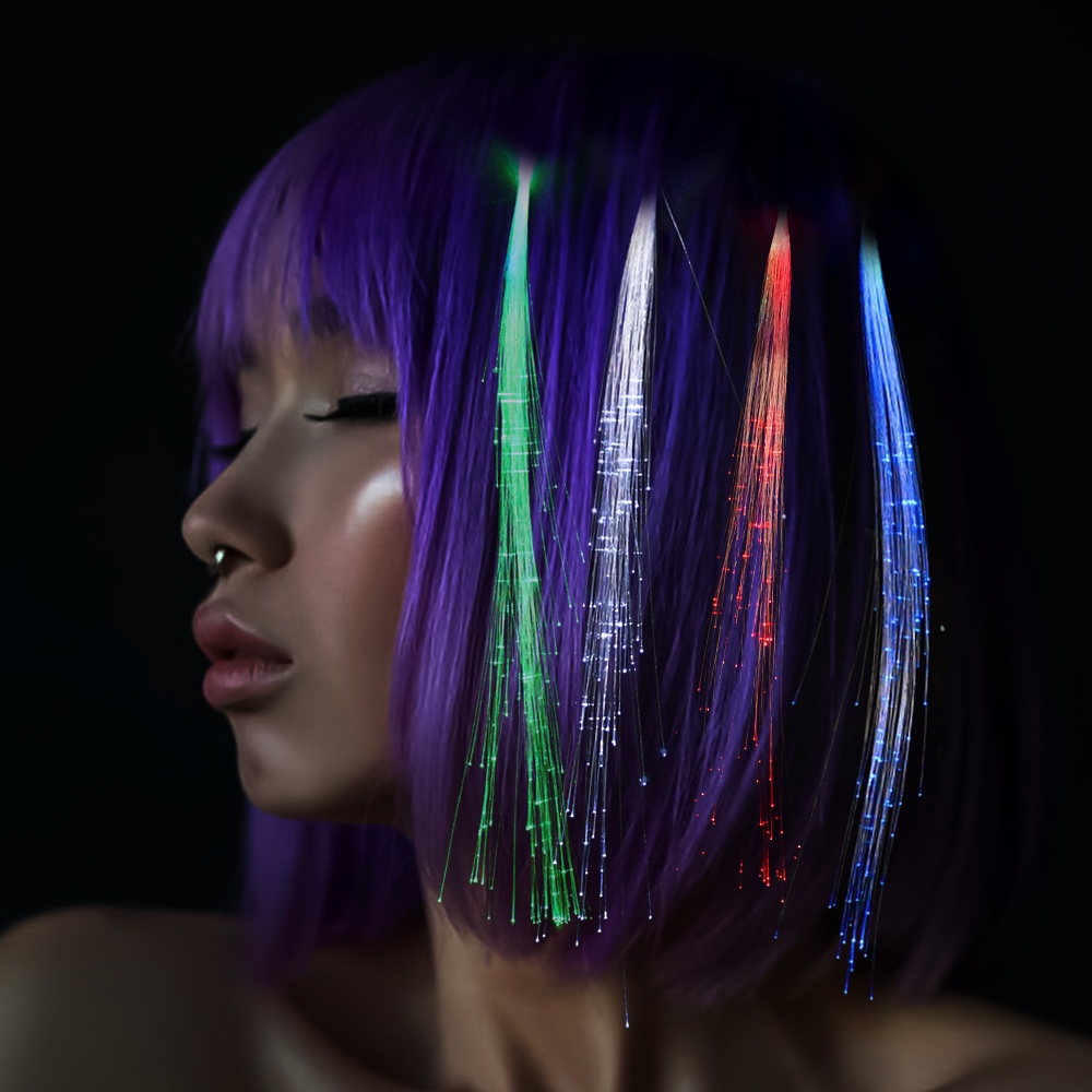 Kẹp Tóc Sợi Quang Nhiều Màu Sắc Có Đèn led Phát Sáng Dành Cho Trẻ Em / Tiệc Giáng Sinh