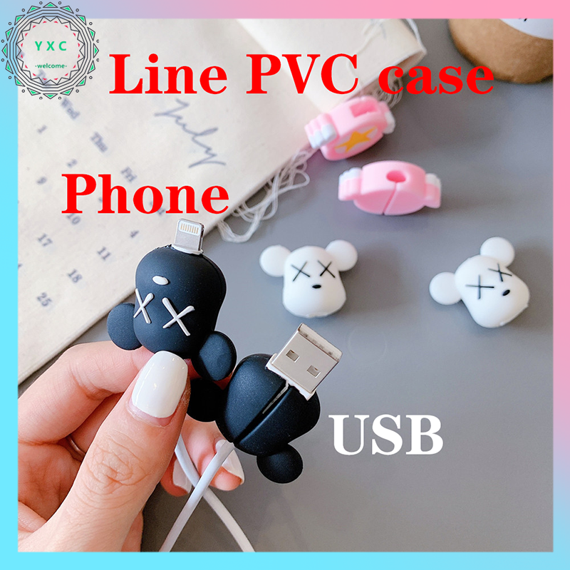 Phụ Kiện Bảo Vệ Đầu Dây Cáp Sạc USB Bằng PVC Hình Hoạt Hình Cho iPhone Samsung Huawei Xiaomi Vivo