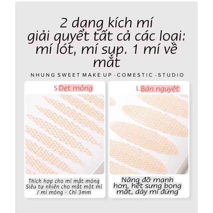 Kích mí tàng hình - Mí lưới có sẵn keo tẩm đẫm miếng kích mí chỉ cần xịt nước