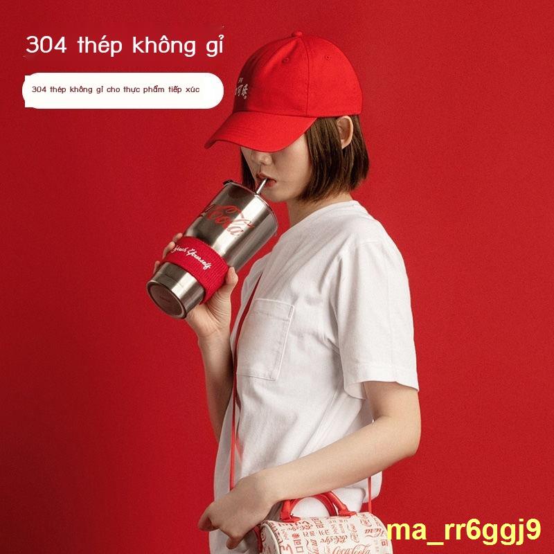MINISO tuyệt vời Cốc thép Coca-Cola đựng nước ống hút gió thể thao Mỹ trong công suất lớn