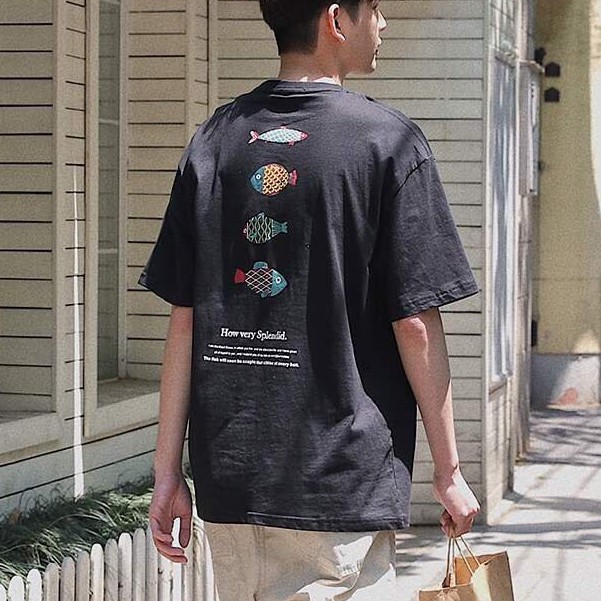 Áo thun tay lỡ form rộng - phông nam nữ cotton oversize - T shirt con cá - 2N Unisex
