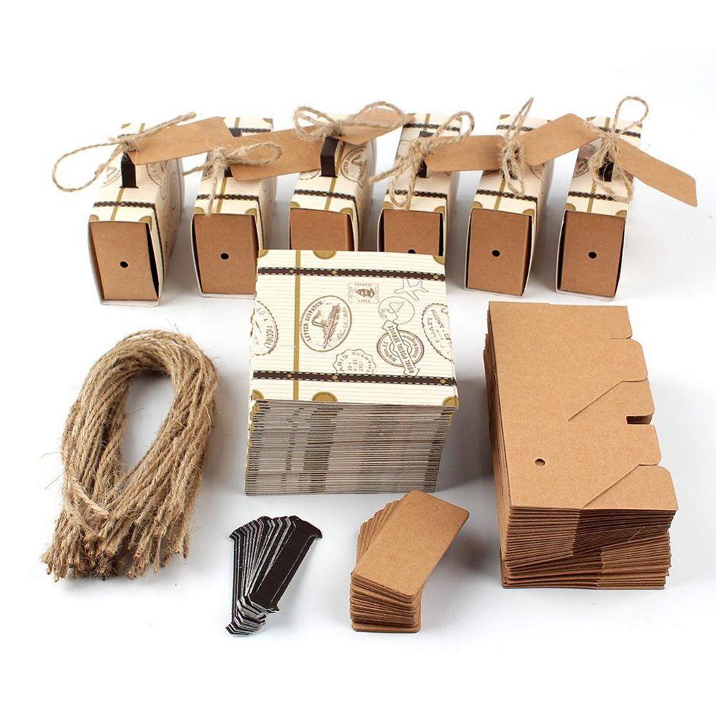 Set 50 Hộp Giấy Đựng Kẹo Mini Chủ Đề Du Lịch