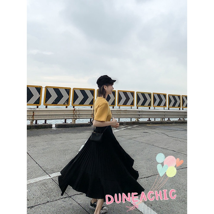 DUNEA Chân Váy Chiffon Xếp Ly Lệch Tà Thời Trang Cho Nữ