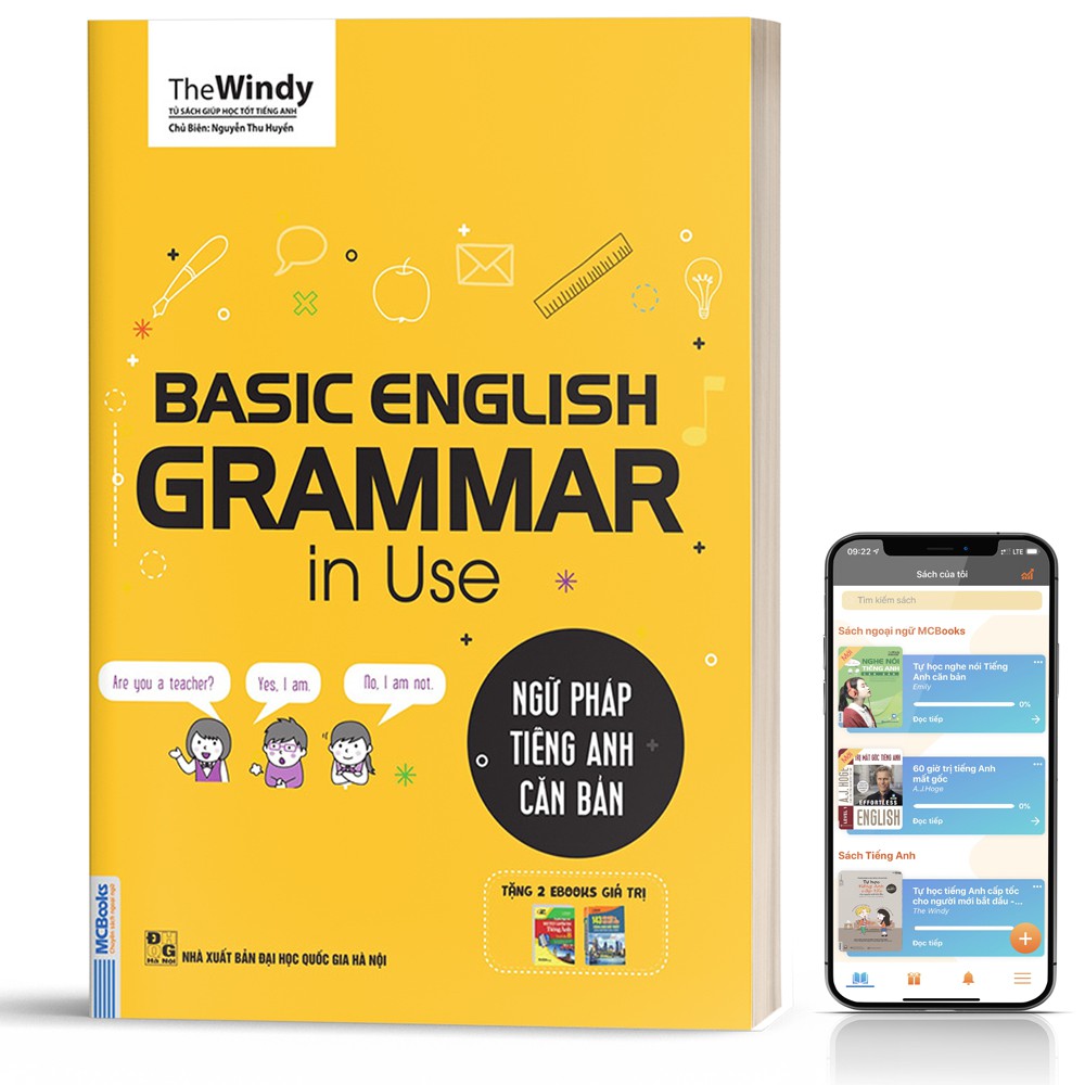 Sách - Ngữ Pháp Tiếng Anh Căn Bản Phiên Bản 1 Màu Bìa Vàng Dành Cho Người Mới Bắt Đầu - Kèm App Học Online