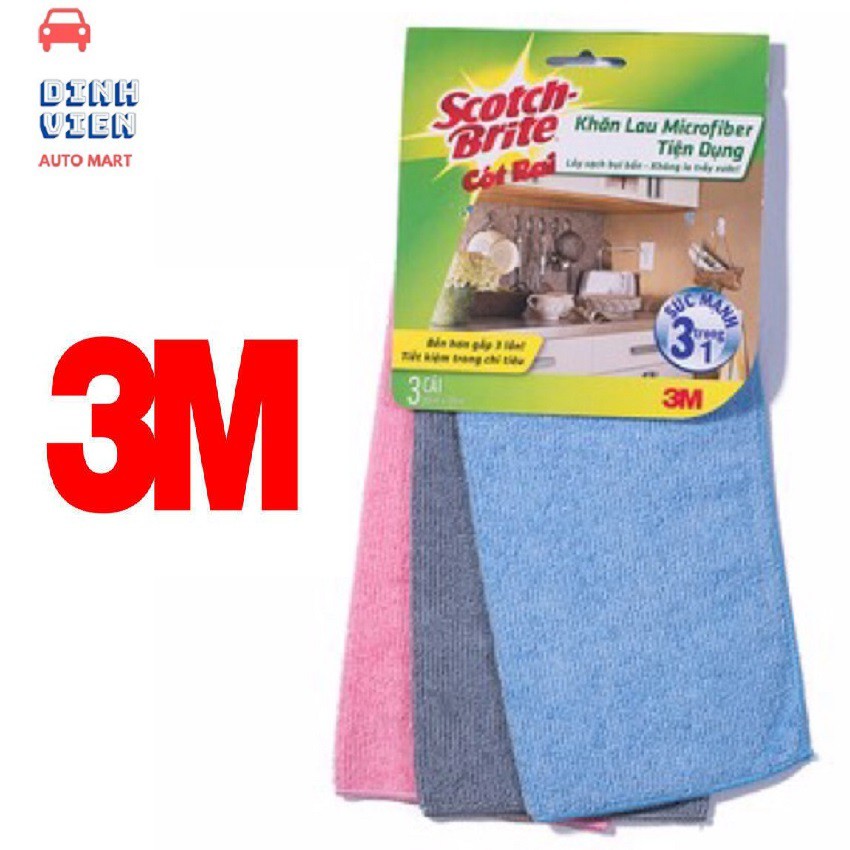 Bộ 3 khăn lau bếp đa năng tiện dụng Microfiber Scotch-Brite 3M KL-BEP3