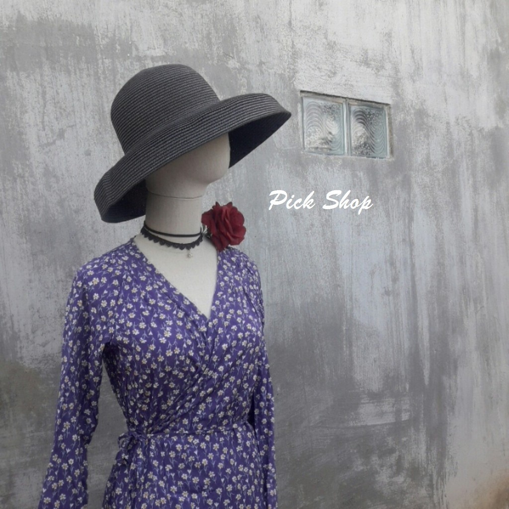 Pick Shop - Ảnh thật - Đầm tím vintage hoa nhí mùa xuân D018