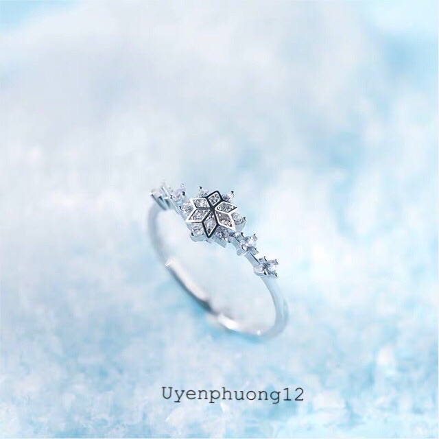 Nhẫn hình bông tuyết dày dặn freesize vừa tay size 16-17.5mm ah