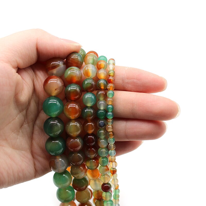 Aaa + Con Công Agat Phối Màu Hạt Đá Tự Nhiên Để Trang Sức Làm Vòng Tay DIY Vòng Cổ 4 / 6 / 8 / 10 / 12 mm Dây 15 ''