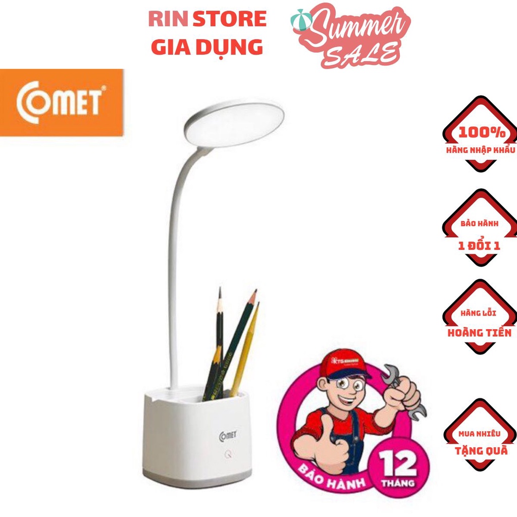 Đèn Bàn Sạc Led Comet CT178❤️FREESHIP❤️Đèn Để Bàn Chống Cận LED Có Ngăn Chứa Dụng Cụ Có Khay Để Điện Thoại