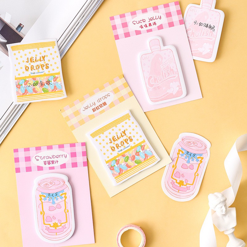 SN11 Giấy ghi chú sticky note mứt dâu cá hộp 6 màu 30 trang