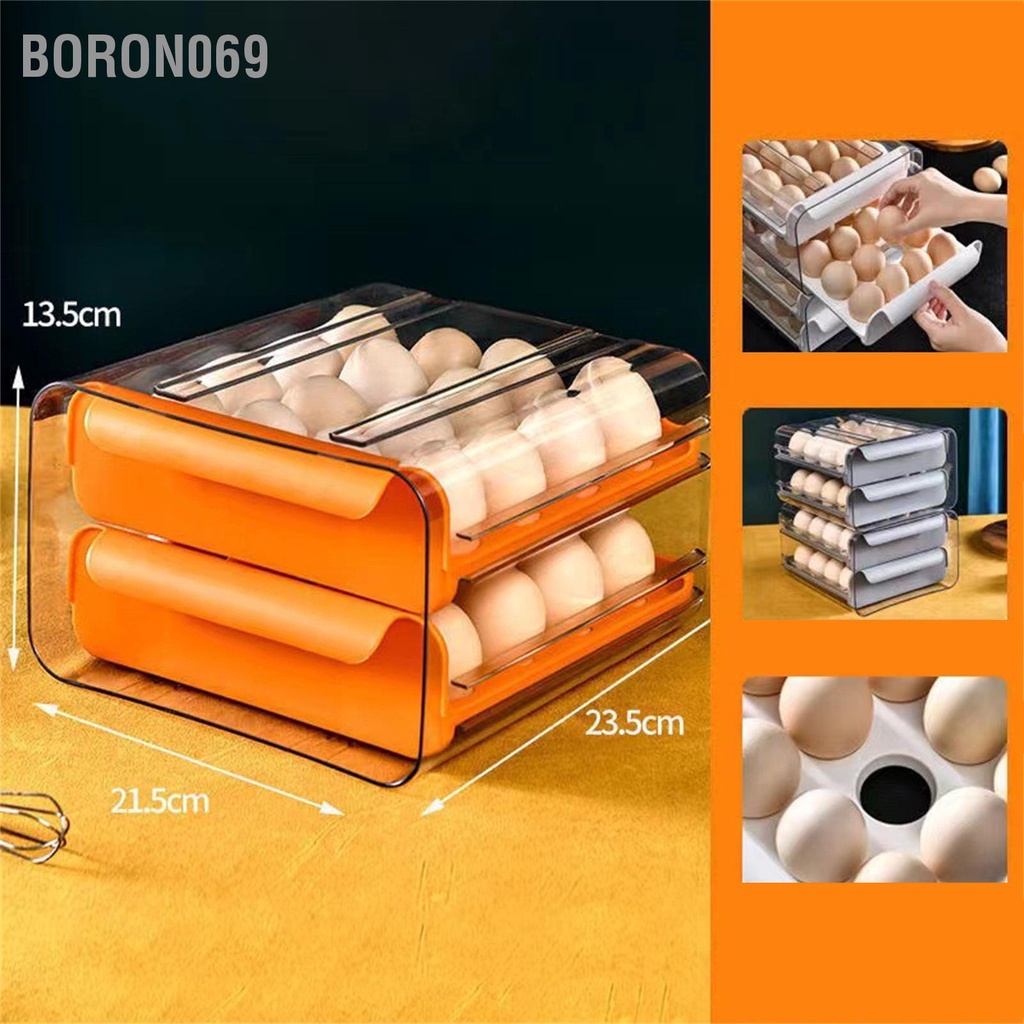 Hàng giao ngayHộp bảo quản ngăn kéo trứng Hai lớp trong suốt không độc hại Dày lên Hộp lưu trữ dung lượng lớn có Tay cầm cho Tủ lạnh