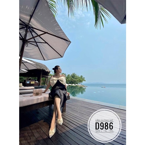 Bigsize Đầm suông nơ D986