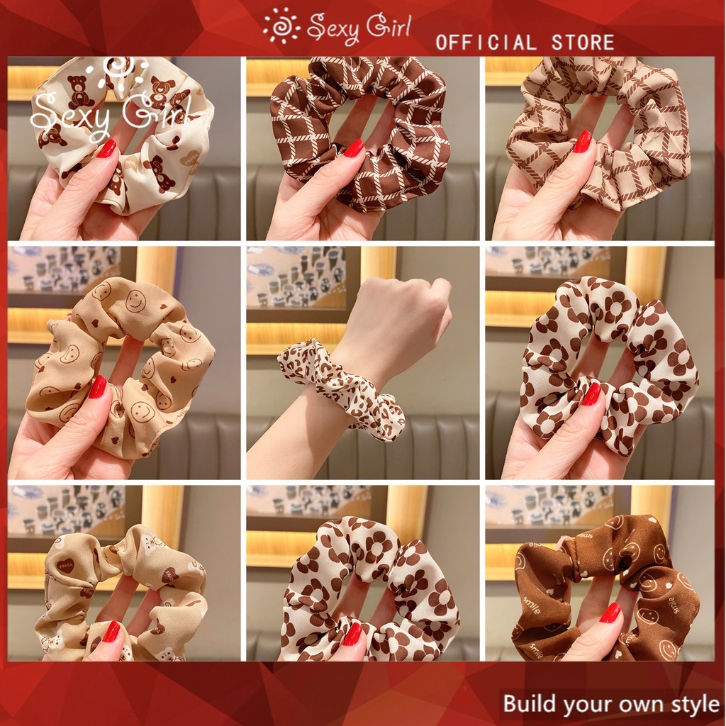 Dây buộc tóc cao su bản lớn in họa tiết da báo gợi cảm cho nữ