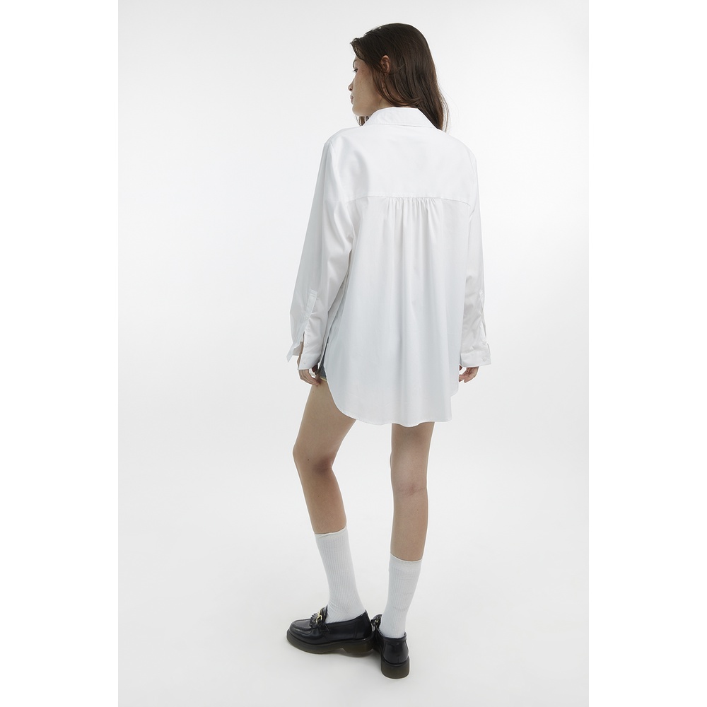 TheBlueTshirt - Áo Sơ Mi Phom Rộng Nữ Màu Trắng - White Oversized Pocket Shirt