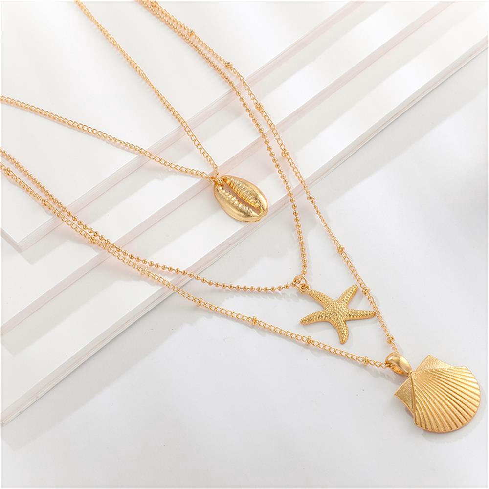 Vòng cổ choker nhiều lớp mặt hình vỏ sò