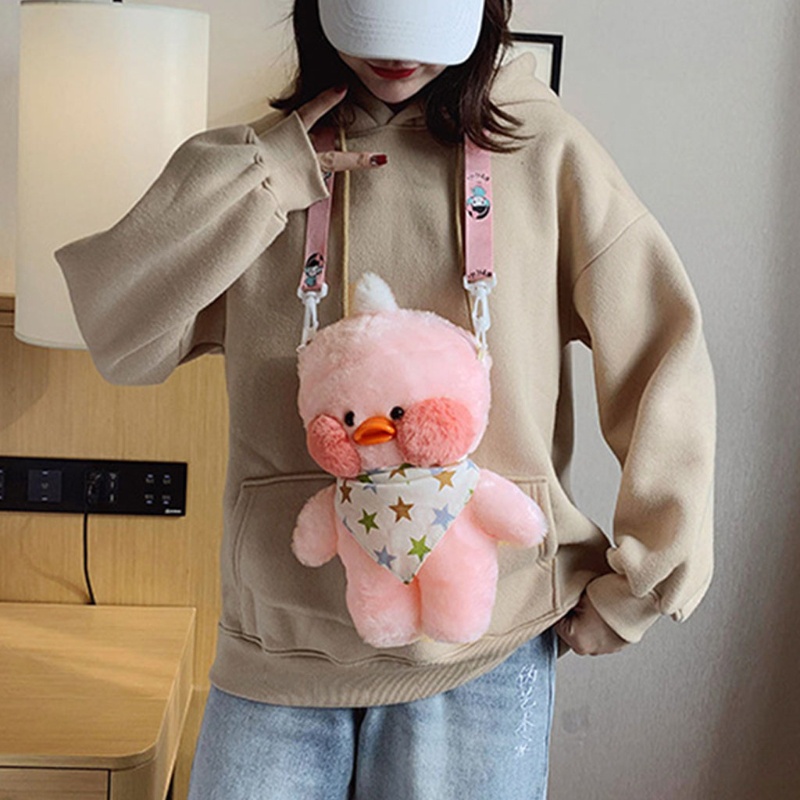 Túi Tote Đeo Vai / Đeo Chéo Phủ Lông Hình Chú Vịt Dễ Thương Thời Trang Cho Nữ