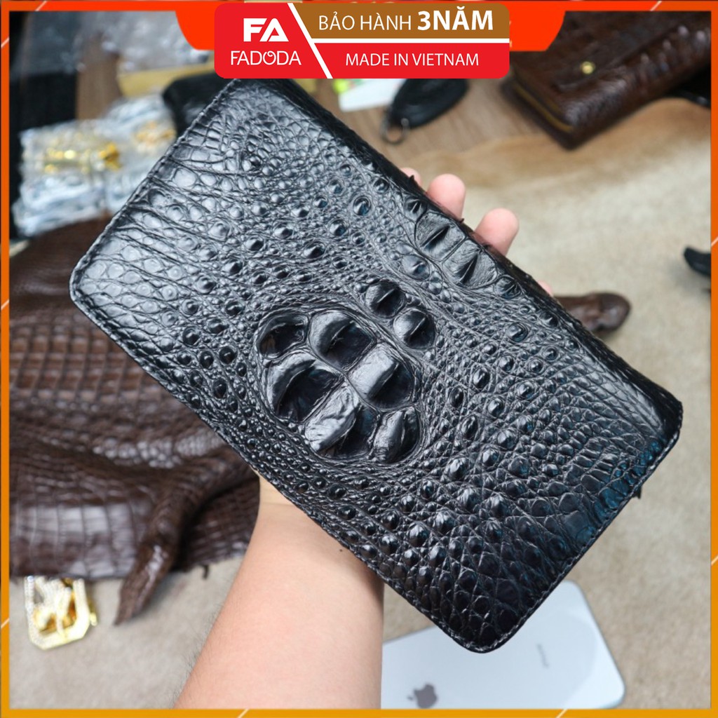 Ví nam clutch cầm tay da cá sấu Fadoda màu đen sang trọng - FCW43-01G