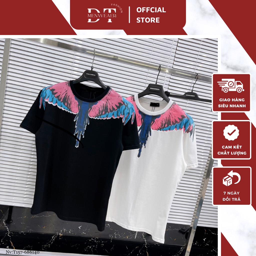 Áo Phông Nam Burlon Họa Tiết Đôi Cánh Màu Xanh Hồng Cực Chất - Áo Thun Nam Burlon Chất Cotton Mát Mịn DT FASHION MENWEAR