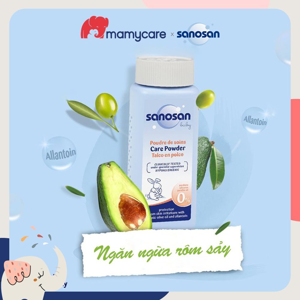 Phấn rôm Sanosan chiết xuất từ Bơ và Olive hữu cơ cho bé 100gr - MAMYCARE