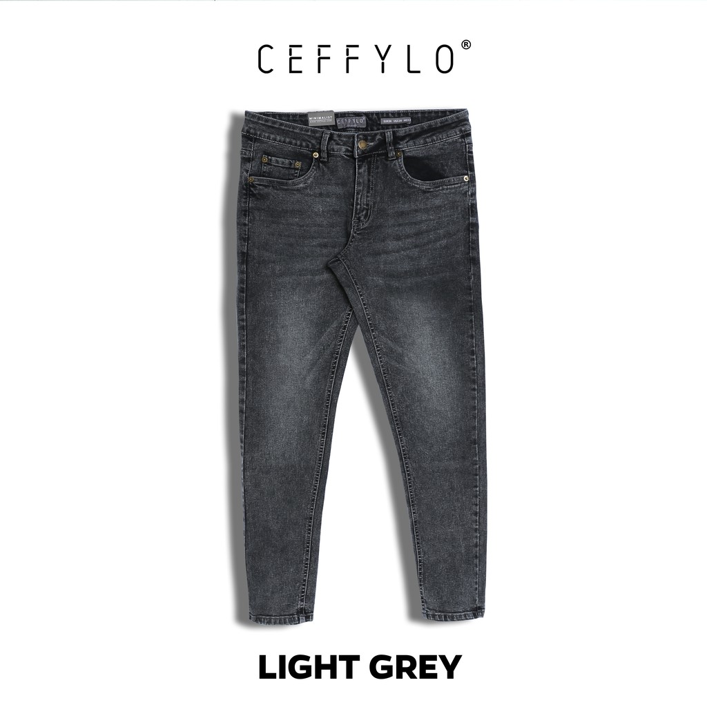 Quần Jeans Nam Trơn Basic CEFFYLO 1 Form Slimfit Chất Vải Cao Cấp Dày Dặn