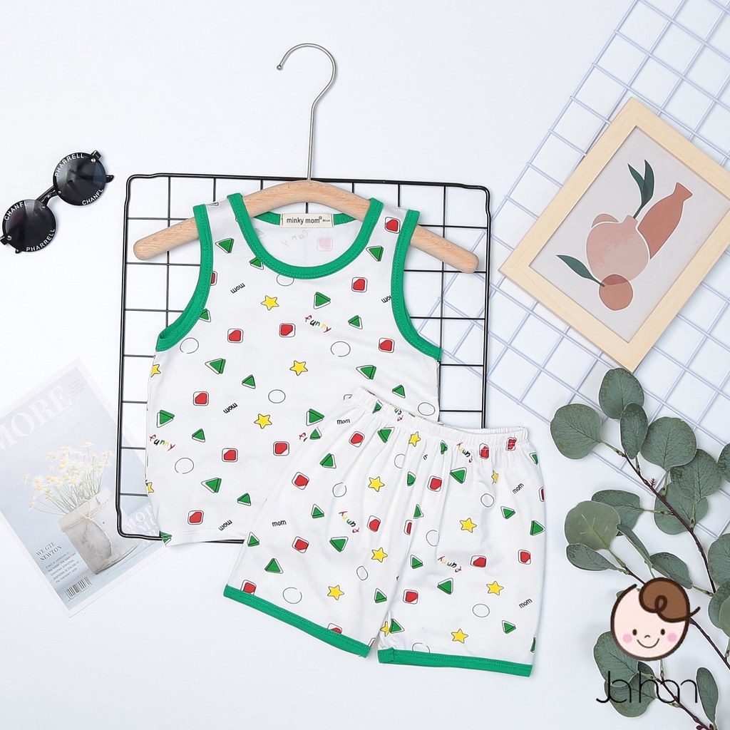 Bộ Ba Lỗ In Hình Dễ Thương Cho Bé Trai Bé Gái Minky Mom Chất Thun Lạnh Thoáng Mát Mềm Mịn, Bộ Mặc Nhà Cho Bé - BL1