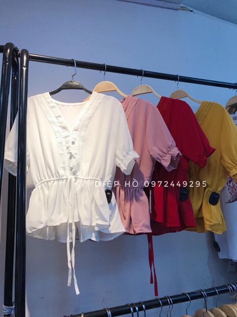 Áo Babydoll Cúc Bọc Chiết Eo_Xưởng May Quang Anh