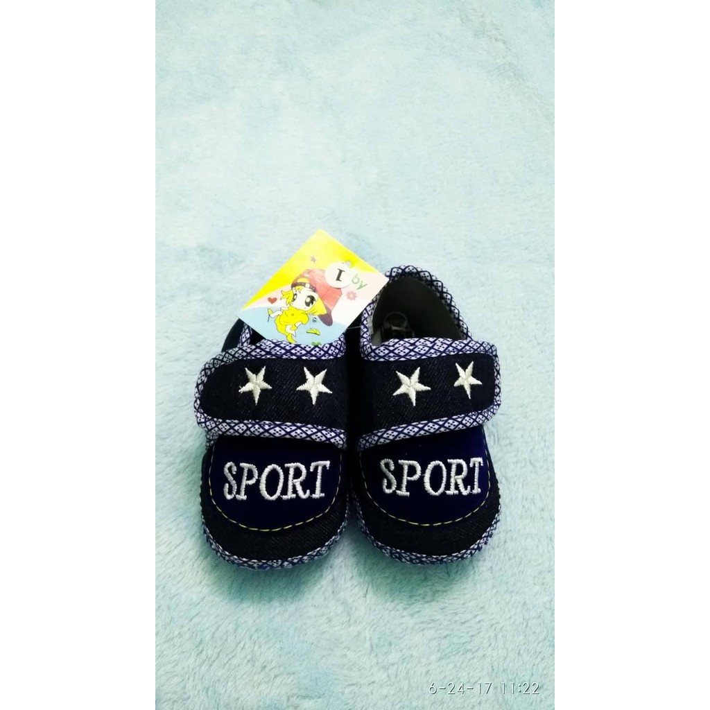 Set 3 đôi giày tập đi đế bệt vải jean - Baby Sport (Đỏ, Xanh, Xám)