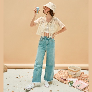 BLEUBIRD Áo khoác crop top ren thêu hoa RIKA TOP