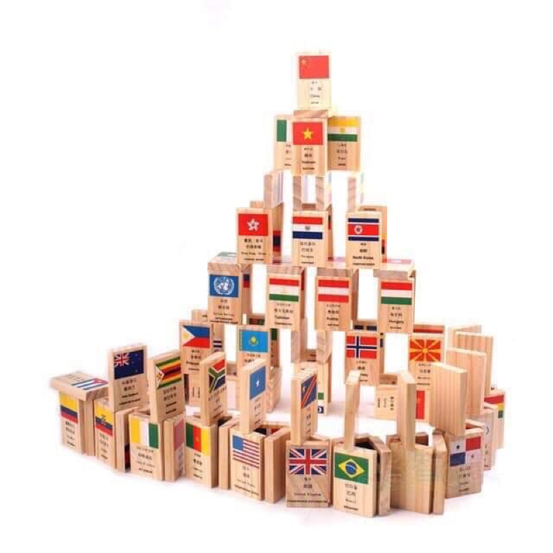 DOMINO CỜ CÁC NƯỚC 100 CỜ QUỐC GIA IN VỚI 4 NGÔN NGỮ