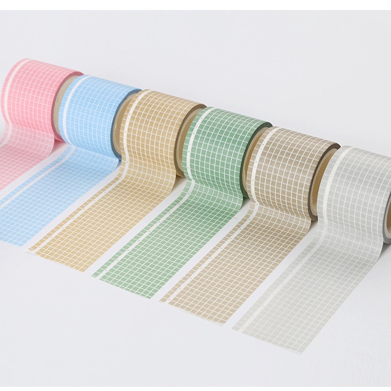 1 CUỘN BĂNG KEO DÁN WASHI TAPE CARO 40MM