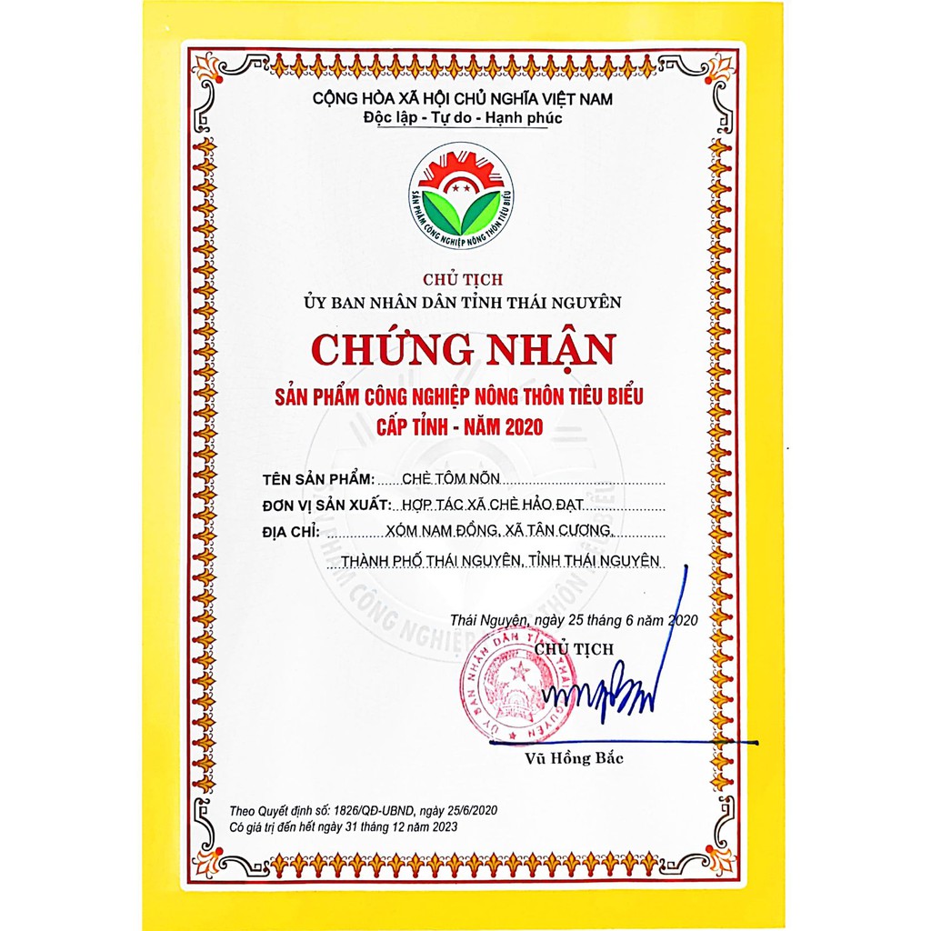 Chè Thái Nguyên Tân Cương HẢO ĐẠT Tôm Nõn Đặc Biệt Ấm Vàng  200g/ 1hộp