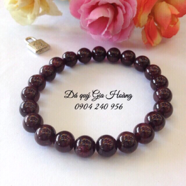Vòng tay phong thuỷ đá Garnet 7 ly