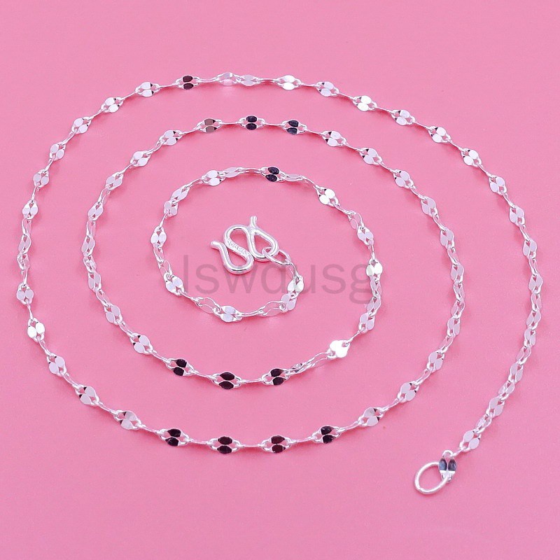 M clasp 【Còn hàng】 100% Bạc 925 Vòng cổ Dây chuyền mỏng 14-24 inch đóng dấu .925 Phụ nữ Món quà trang sức thời trang Hàn Quốc