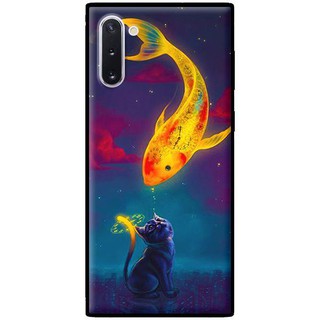 Ốp lưng samsung note 10 - note 10 plus - mèo và cá
