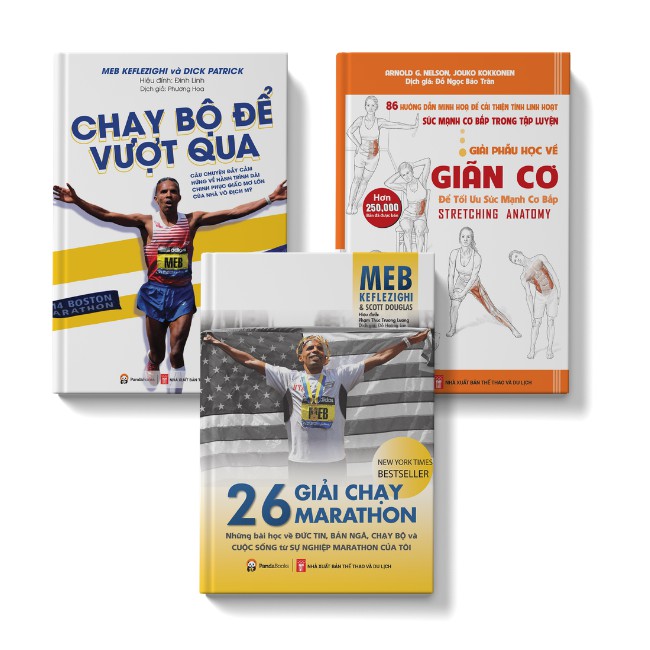 Sách - COMBO 3 cuốn - 26 giải chạy marathon + Chạy bộ để vượt qua + Giải phẫu học về giãn cơ - Pandabooks