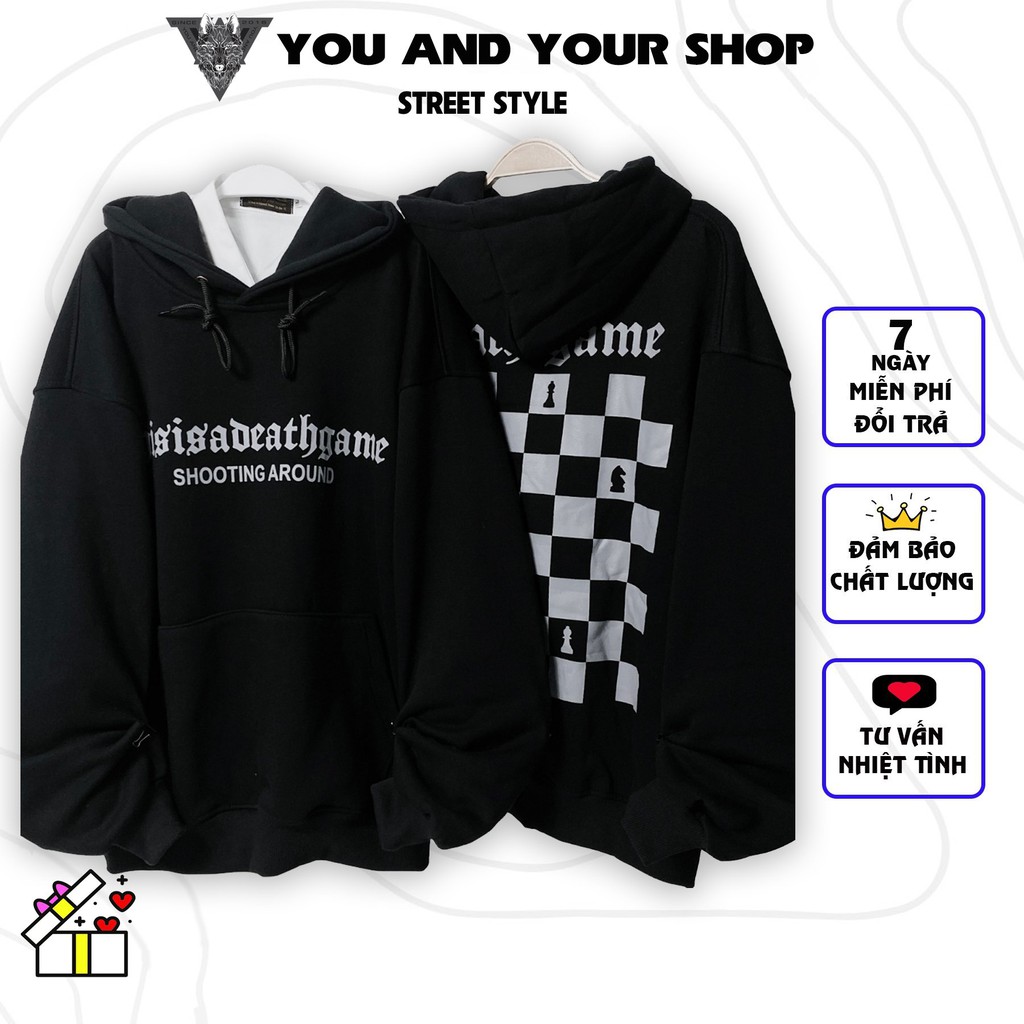 Áo Hoodie YAYSHOP nỉ bông mềm họa tiết kẻ caro dáng rộng in hình BÀN CỜ | WebRaoVat - webraovat.net.vn