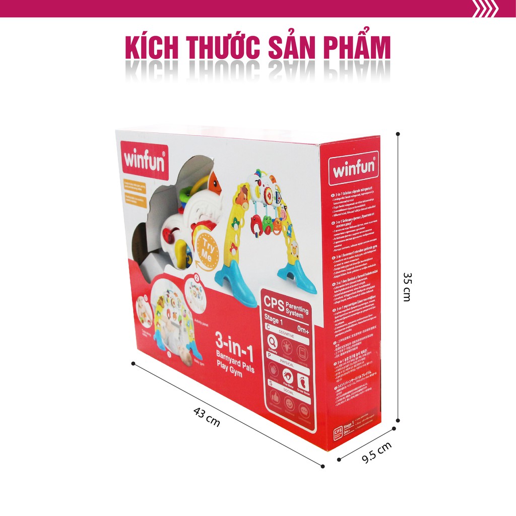 Kệ Chữ A đồ chơi đa, treo thành cũi có nhạc 3 in 1 hình động vật Winfun 0853 - Đồ chơi cho bé sơ sinh tới 1 tuổi