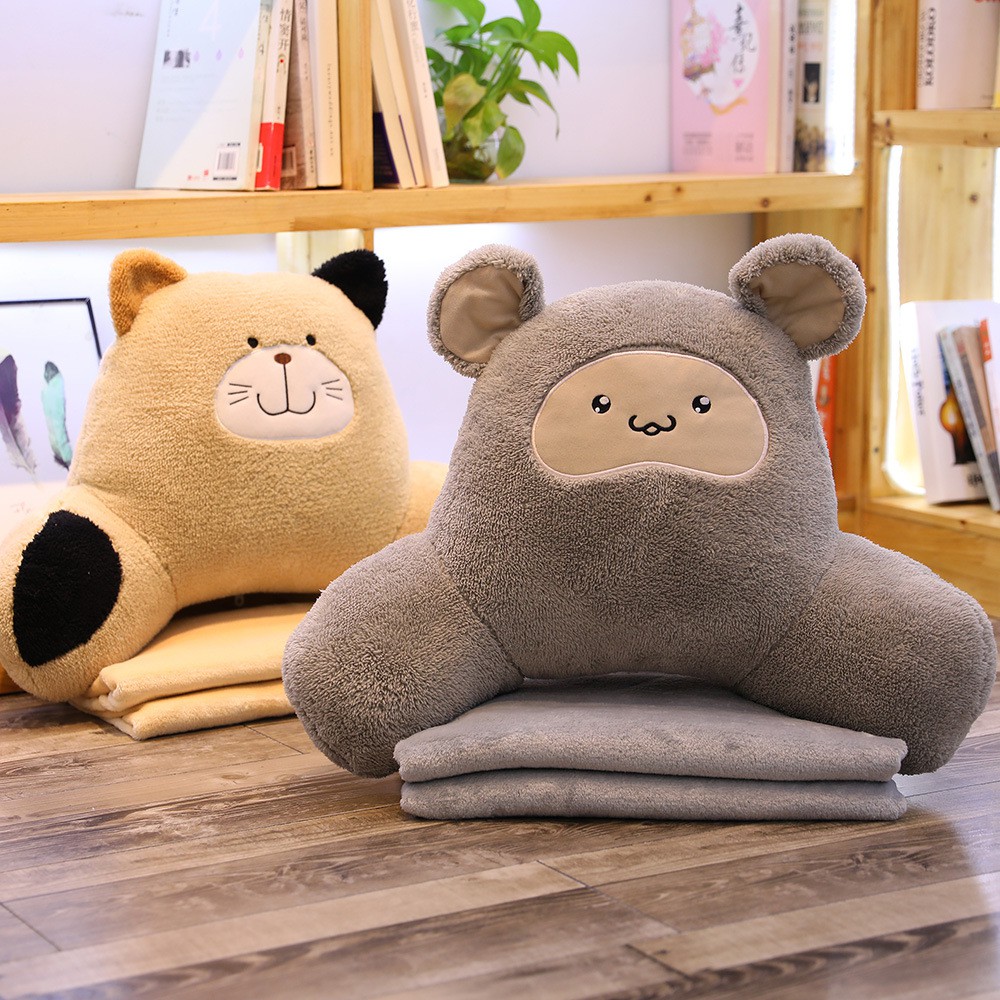 Gối Tựa Lưng KÈM CHĂN 3 in 1 Hình Hamster Ngộ Nghĩnh Cho Dân Văn Phòng, Ô Tô, Sofa, Đầu Giường, Trẻ Em - GTL09